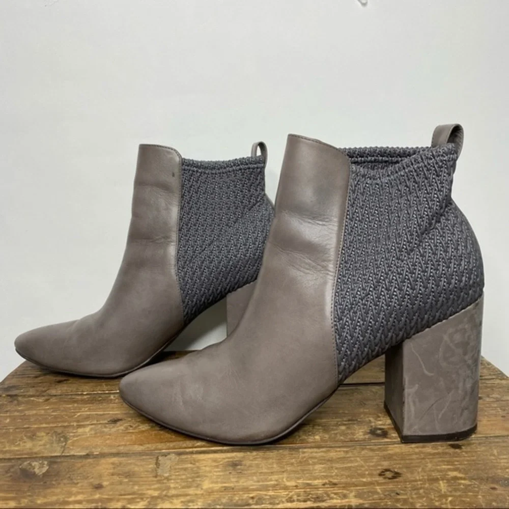 Cole Haan Aylin Grey Textured Leather Ankle Booties - Picture 3 of 9